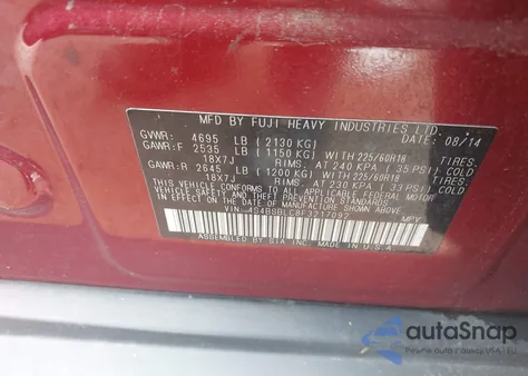 2015 Subaru Outback 2.5I Limited from USA, damaged, VIN 4S4BSBLC8F3217092